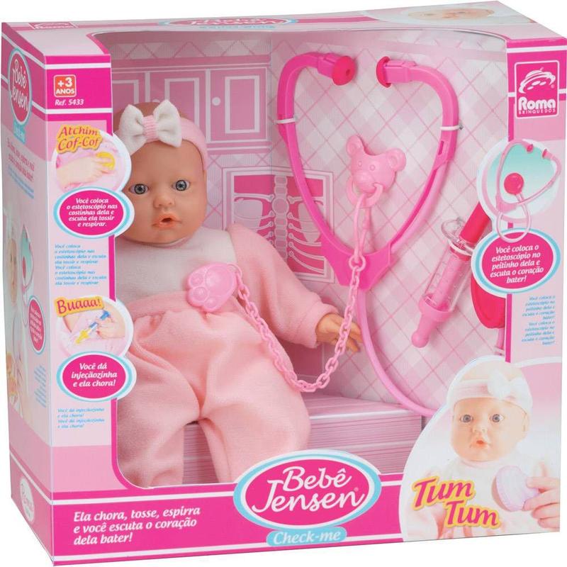 Boneca Bebê Jensen Check-me - Roma Brinquedos - Boneca Bebê